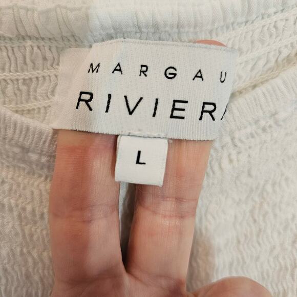 Margaux Riviera White Coastal Clean Girl Eyelet Midi Summer Dress Size Medium - Picture 11 of 12